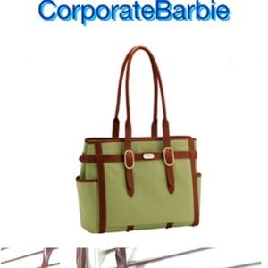 Coakley Laptop Bag green and brown leather